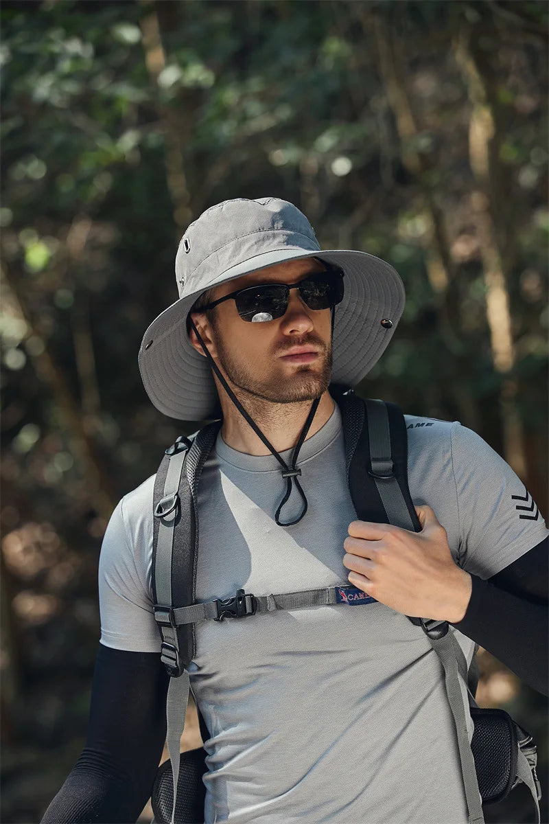 Sombrero de pescador de ala ancha y grande para hombre, gorra impermeable con protección UV para el sol, senderismo, pesca, escalada, sombreros de cubo de Safari de gran tamaño, verano