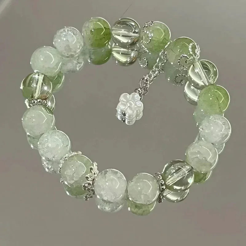 Pulsera con borlas y cadena de estrella para mujer, diseño de nicho, cuentas de cristal azul de fantasÃa, pulsera de cuerda elástica, regalos de joyerÃa para mejores amigos