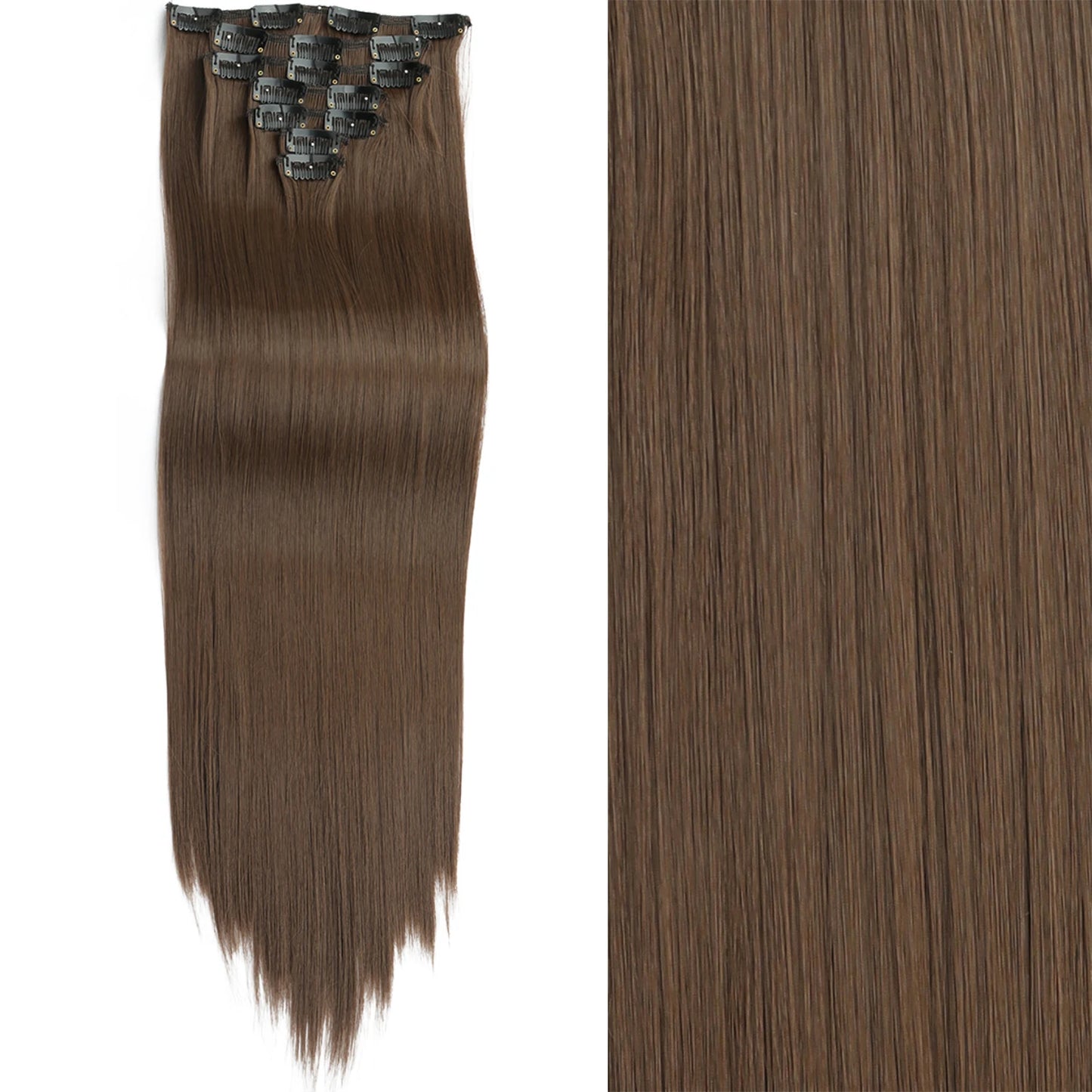 7 unids/set 16 Clips extensión de cabello negro largo liso pelo Natural Ombre peluca fibra resistente al calor para peinado de mujer