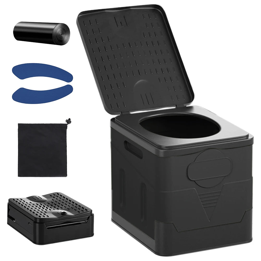 Inodoro portátil para coche, cubo de basura para viaje, campamento al aire libre, inodoro plegable para viaje de emergencia, autoconducción para adultos y niños