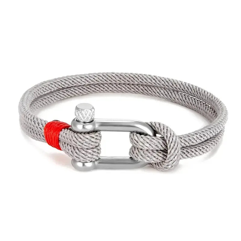 Pulsera de supervivencia en forma de U de acero y titanio negro para hombre, pulsera de cuerda con grillete de emergencia de rescate para acampar al aire libre, 21cm, 1 ud.