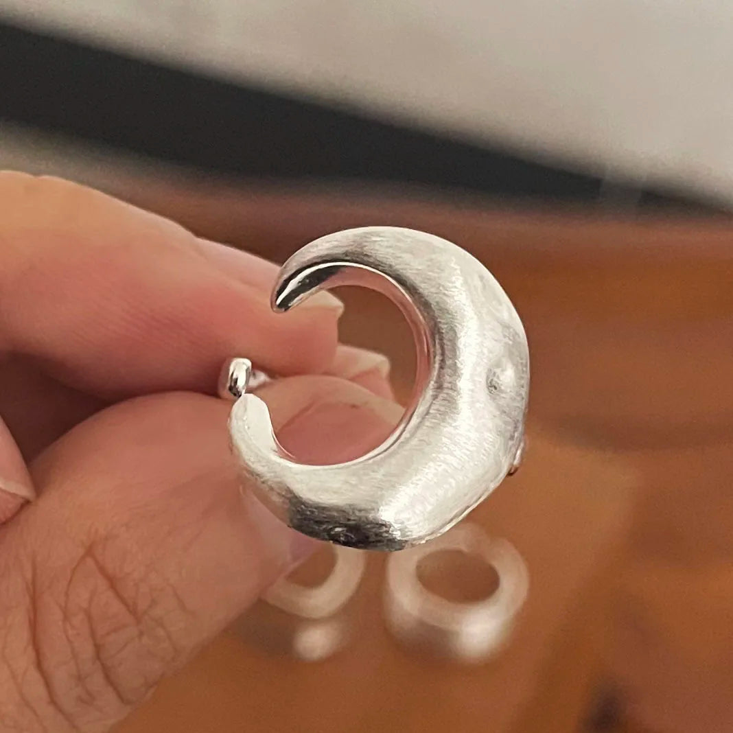 925 anillos de plata esterlina para mujer pareja minimalista hecho a mano Simple anillo de luna ancha conjunto joyería de fiesta regalo prevenir alergias