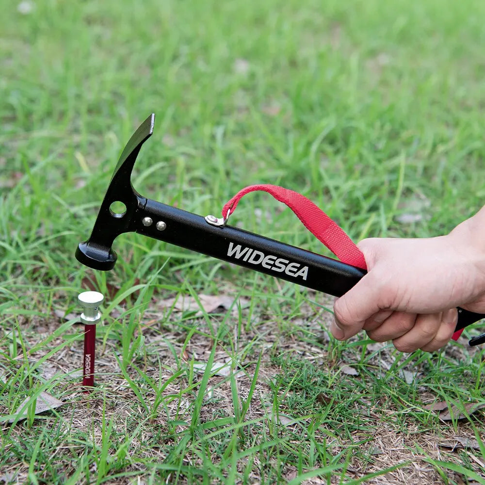 Martillo de Camping Widesea, mazo de estaca de clavija para tienda de campaña al aire libre de cobre y acero inoxidable con extractor de estaca, clavos Grond para montañismo y senderismo