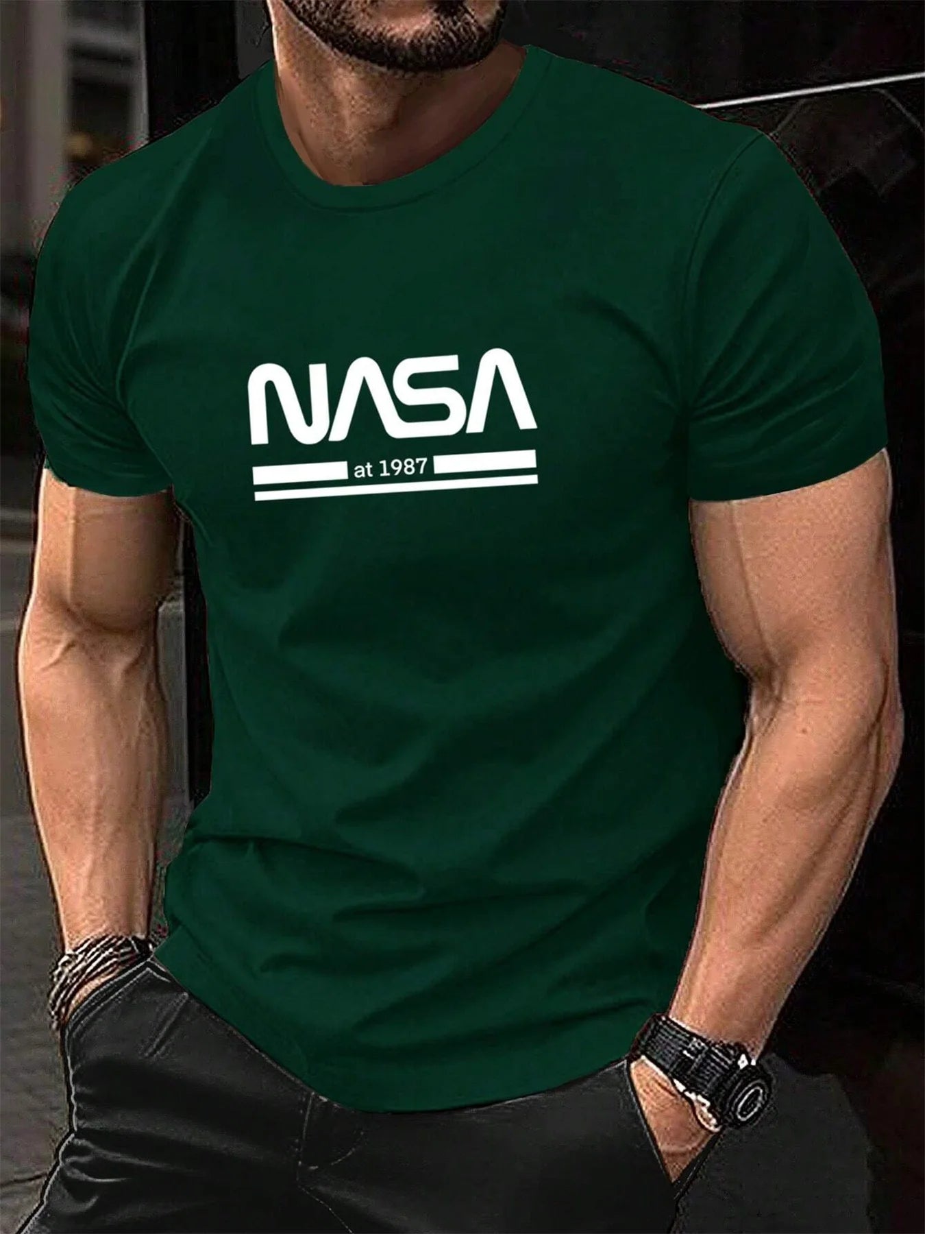 Camiseta de manga corta con cuello redondo para hombre, 100% algodón, informal, a la moda, holgada, de talla grande, con estampado de letras, deportiva