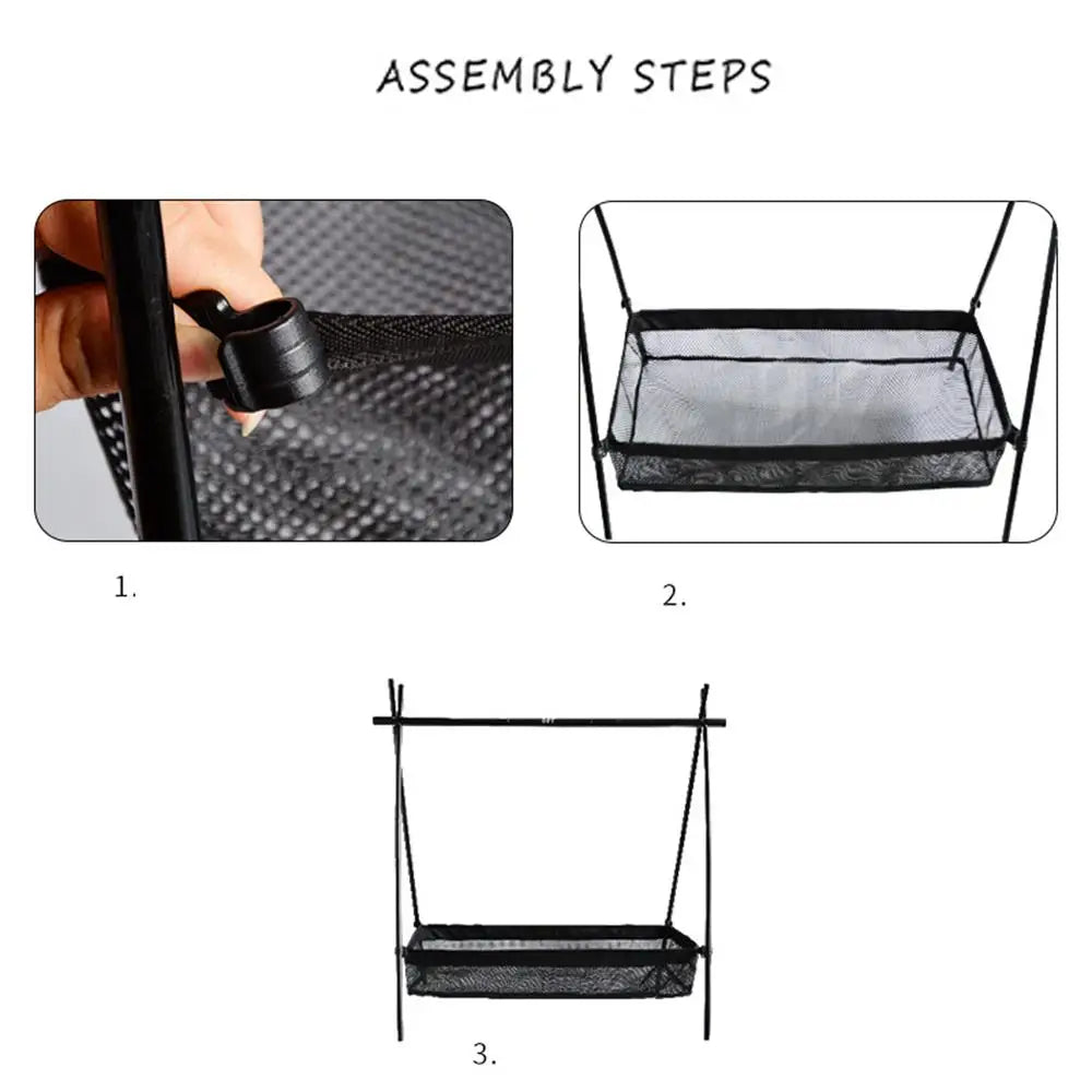 Bolsa de almacenamiento para debajo de la mesa de Picnic, caja de almacenamiento de escritorio, trípode, cesta de malla, organizador, mesa de Camping, estante de trípode para Picnic y Camping