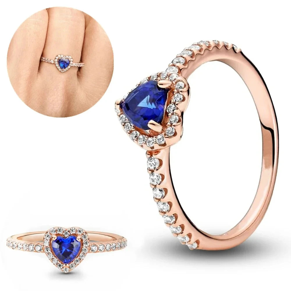 Tamaño europeo 6 7 8 9 anillos rojos, blancos y rosas para mujer, anillo de cristal de boda Original, accesorios de joyería de lujo, joyería de moda