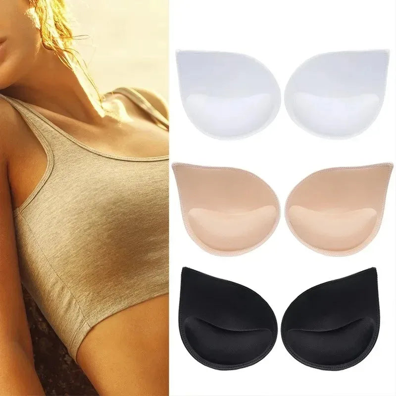 Accesorios redondos para mujer, traje de baño de esponja 3D, sujetador de realce de pecho, relleno, potenciadores de pecho, inserto de espuma, copa triangular para el pecho, 2 uds.