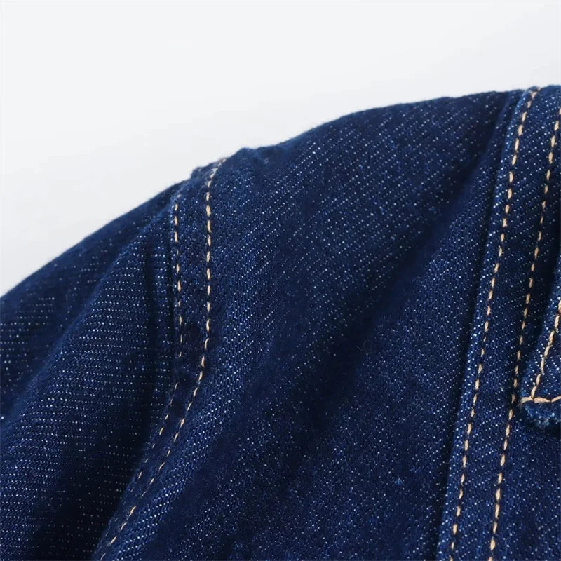 TRAF-Camiseta vaquera azul para mujer, camisa recortada de manga corta, Tops cortos de verano para mujer, ropa de calle Y2k, blusa elegante para mujer