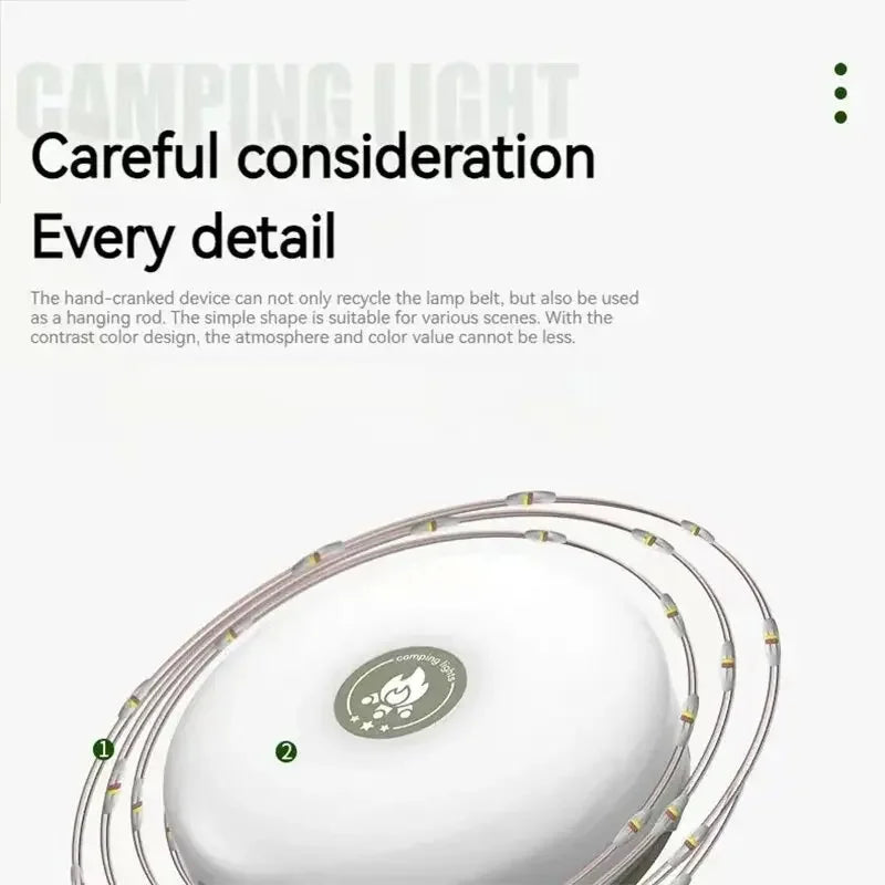 Luz de Camping 4 en 1, guirnalda de luces LED con carrete, lámpara de Camping USB para exteriores, luz LED nocturna reciclable para decoración de tienda de campaña y jardín