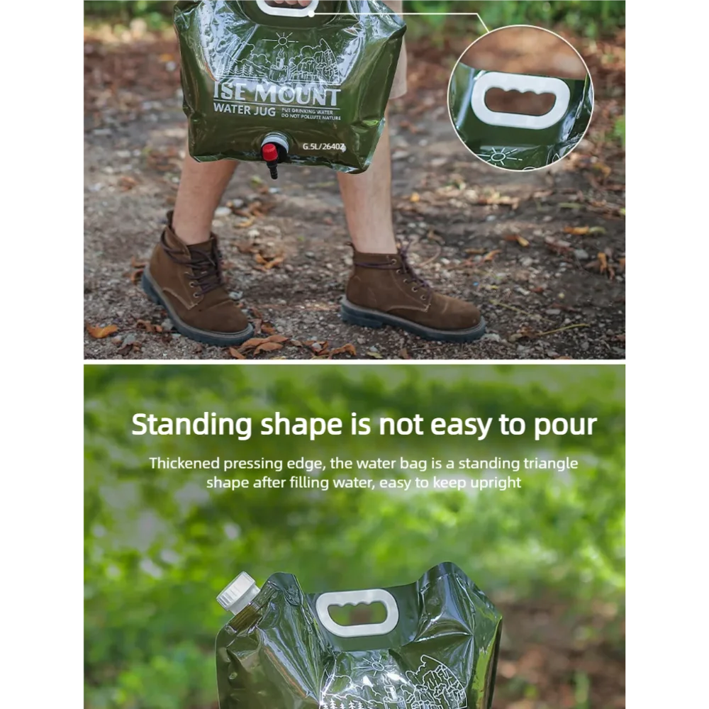 TARKA-bolsa de agua plegable para acampar, 7,5l, bolsa de agua portátil para exteriores, jarra de agua, cubo de agua con válvula de agua para Picnic, campamento y escalada