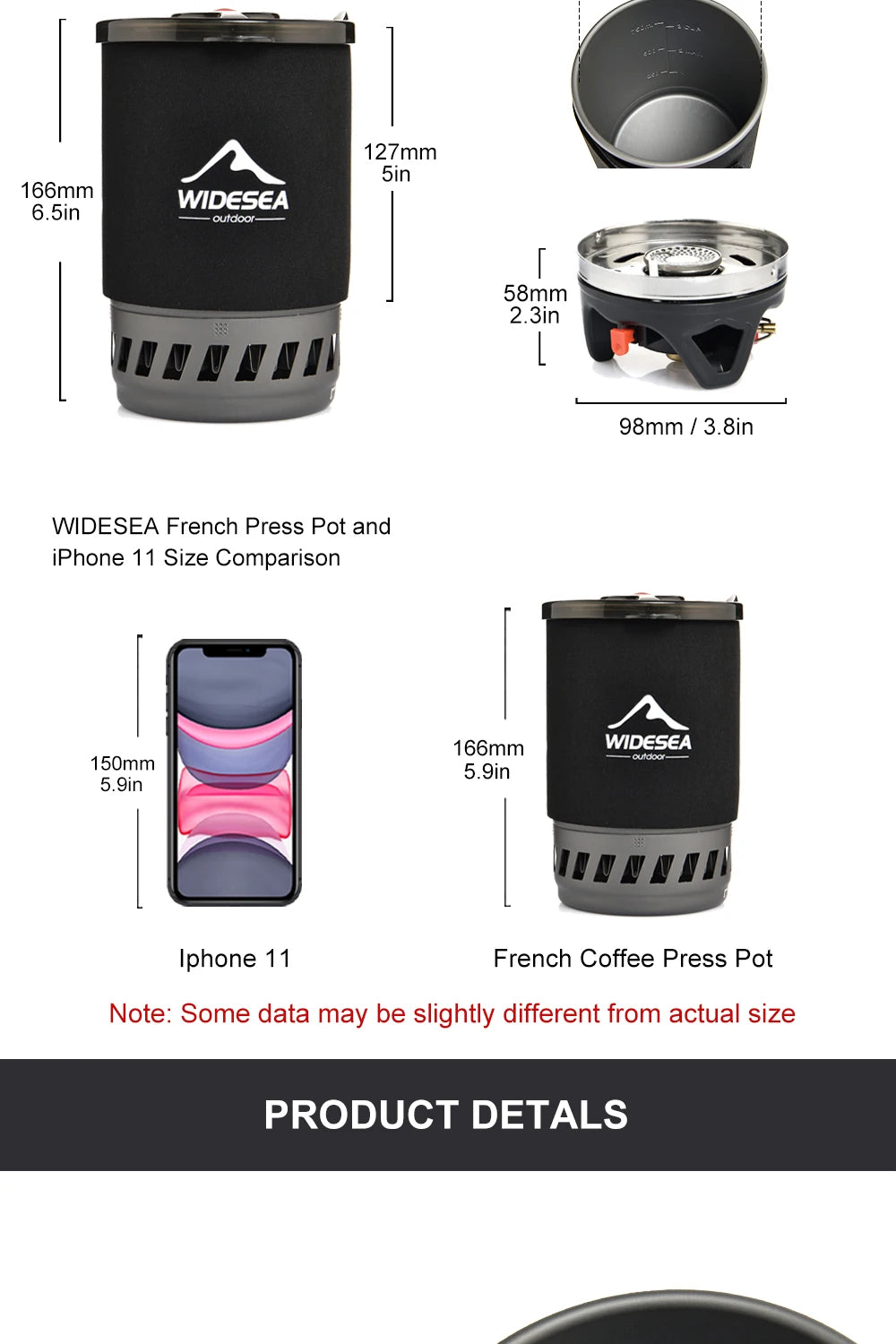 Widesea-Sistema de cocina para acampar con intercambiador de calor, estufa de Gas para exteriores, quemador, taza de café para turismo, vajilla