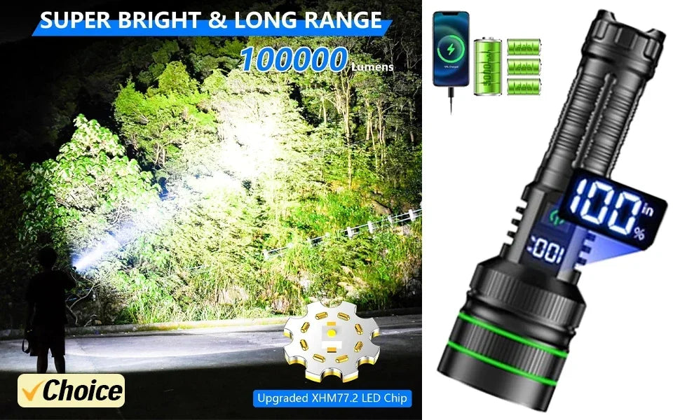 Luz portátil para acampar, Banco de energía, linternas LED para acampar con Control remoto, linterna recargable impermeable para tienda de campaña al aire libre