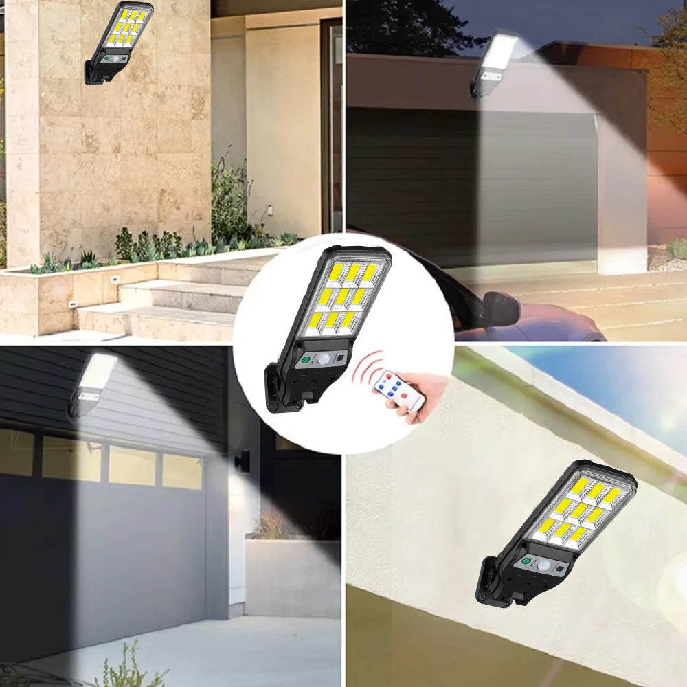 Lámpara Solar de pared con Sensor de movimiento para exteriores, modo de iluminación, 9 rejillas, Cob, iluminación de camino de patio y jardÃÂn