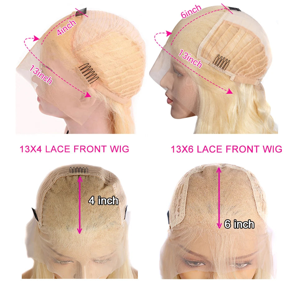 Pelucas de cabello humano Frontal de encaje Rubio 13x6 HD transparente 613 pelucas de cabello humano Frontal de encaje recto brasileño se pueden teñir en cualquier Color