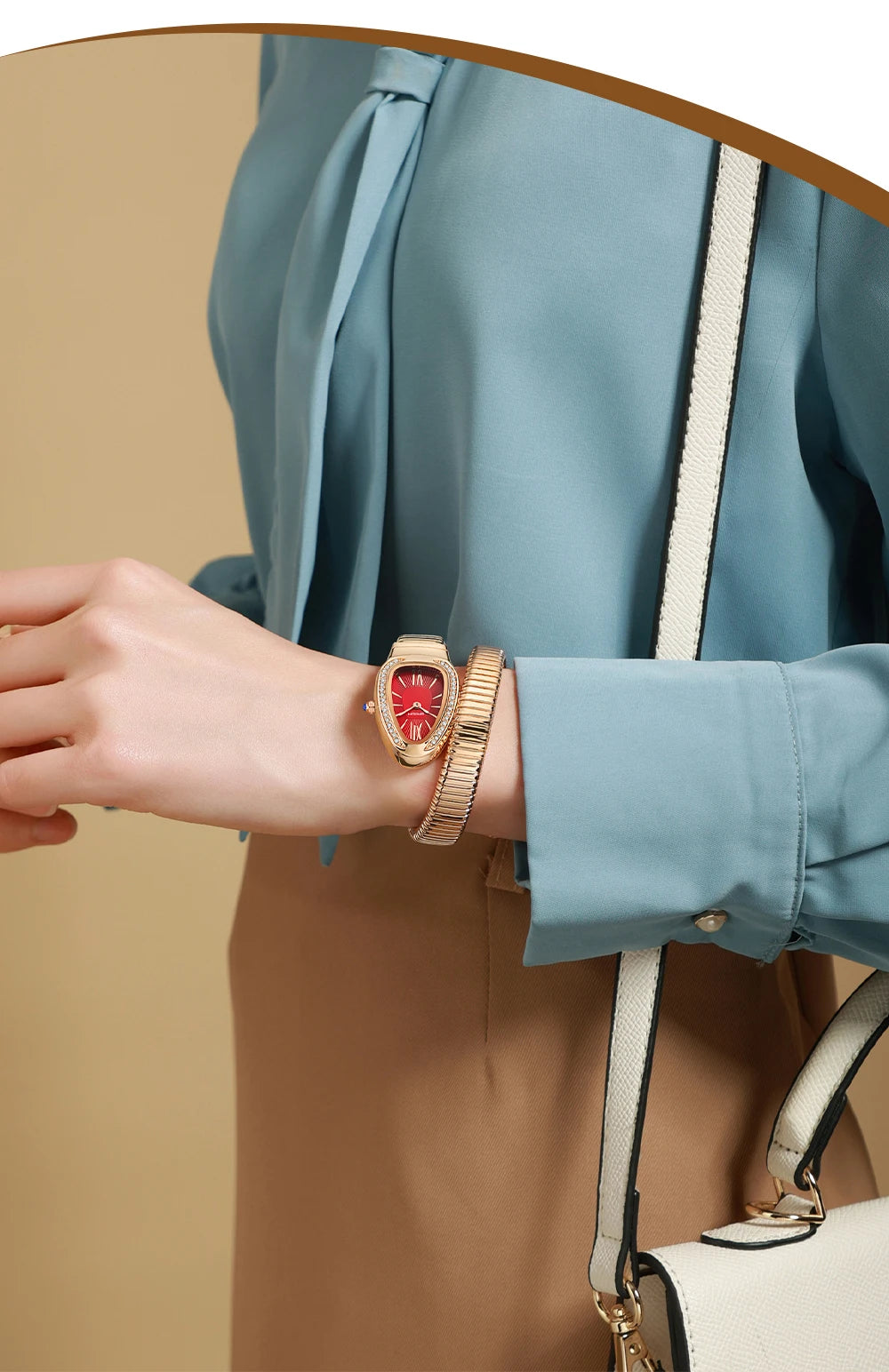 SANDA, superventas, 1151 reloj de mujer de gama alta con incrustaciones de diamantes en forma de serpiente, reloj de cuarzo de lujo ligero con temperamento Retro para mujer