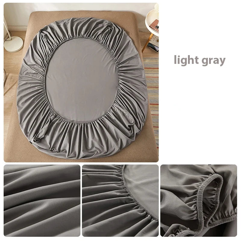 Sábana bajera 100% de algodón con banda elástica, funda de colchón ajustable antideslizante de Color sólido para camas individuales, dobles, King y Queen