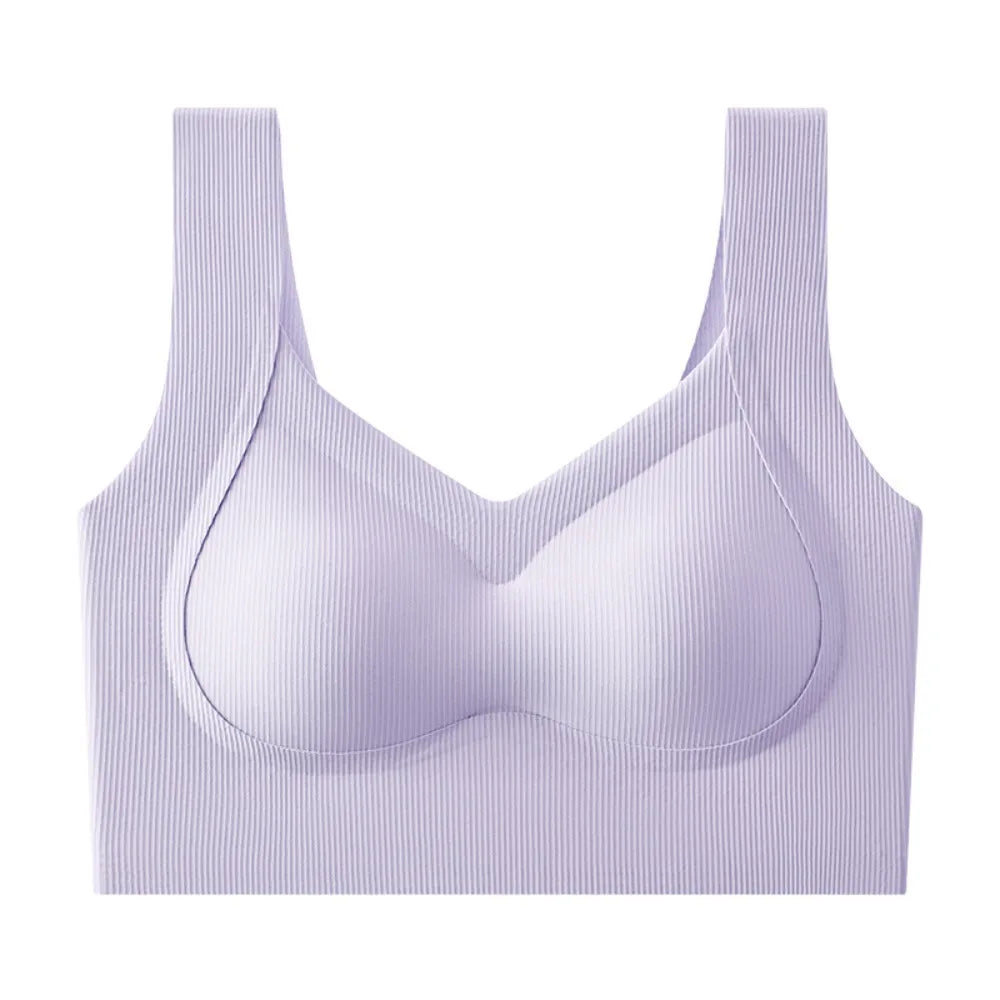Sujetador inalámbrico de talla grande con escote en V profundo, ropa interior ajustada a prueba de golpes, lencería push-up, sujetador sin costuras antiflacidez para correr