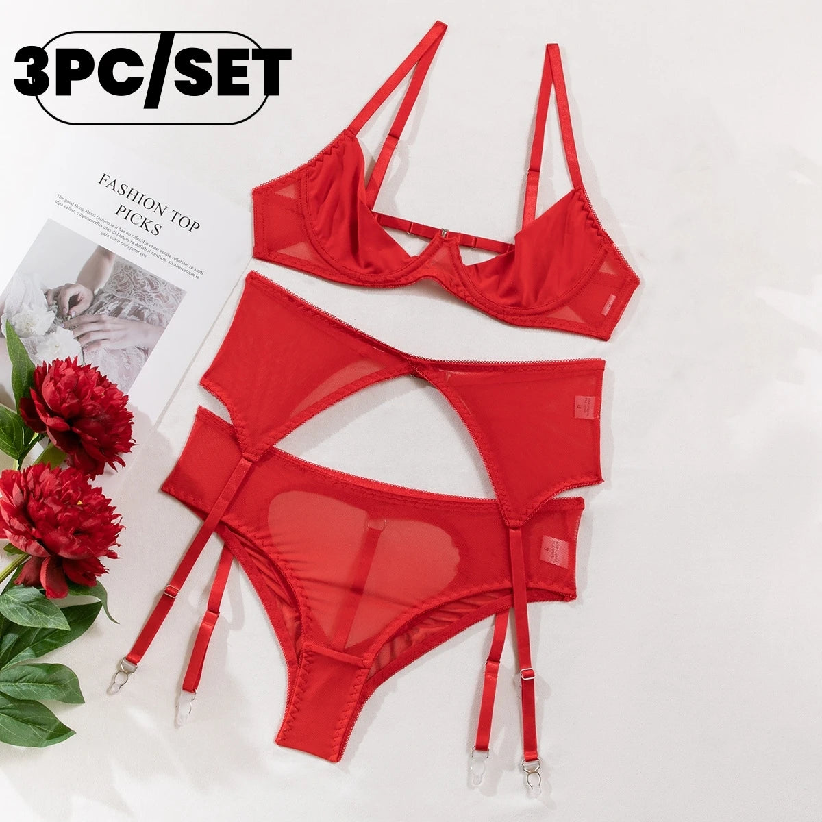 Conjunto de sujetador Floral exótico de encaje transparente, lencerÃa Sexy para mujer, ropa Sexual Porno transparente, picardÃas, vestido de peluche, camisones más sexys