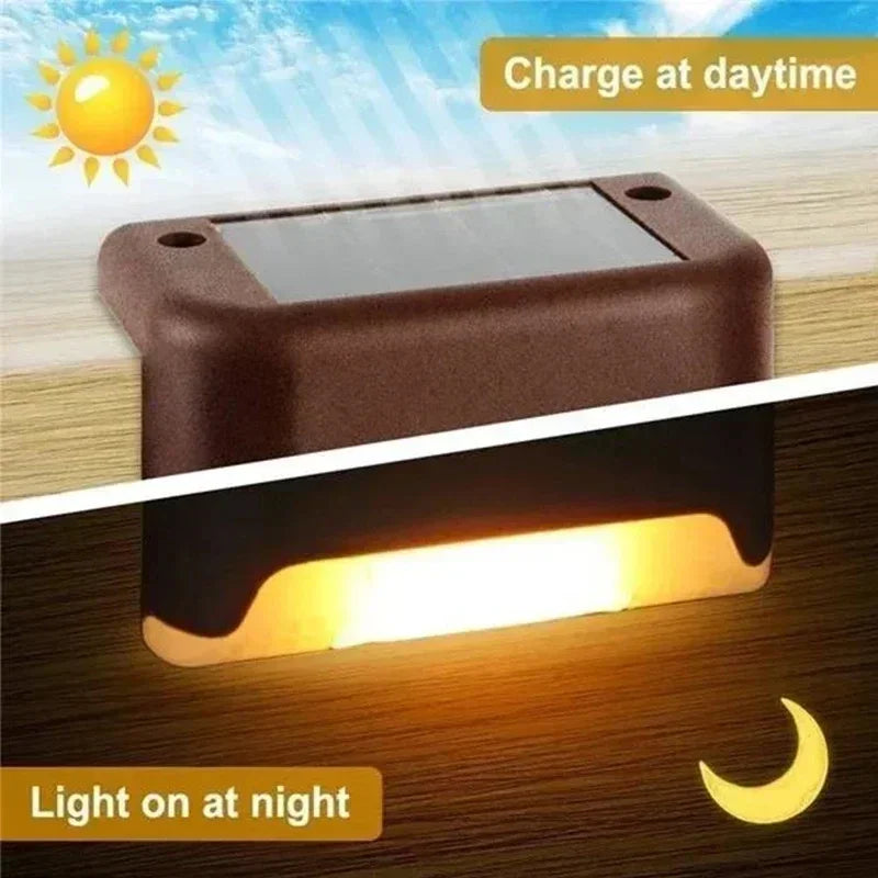 1/4/8/12/Uds luces LED solares luz de jardÃÂn al aire libre lámpara de cubierta luz Solar de escaleras lámpara de paso Solar impermeable decoración de jardÃÂn y Patio