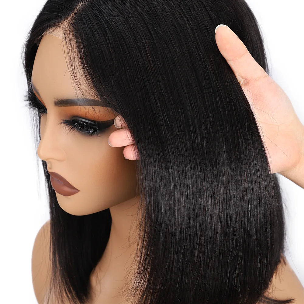 Wear and Go peluca sin pegamento Bob cabello humano liso corto Bob peluca cabello humano pelucas sin pegamento para principiantes peluca con cierre de encaje para mujeres