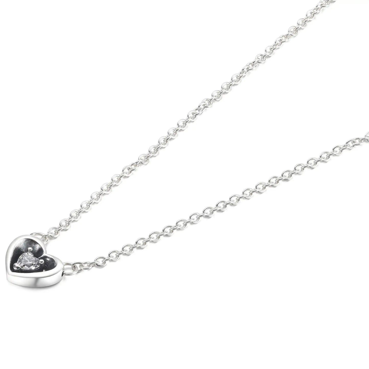 Nuevo original Plata de Ley 925 chapada brillante en forma de corazón collar pulsera mujer regalo de cumpleaños del Día de San Valentín joyería DIY