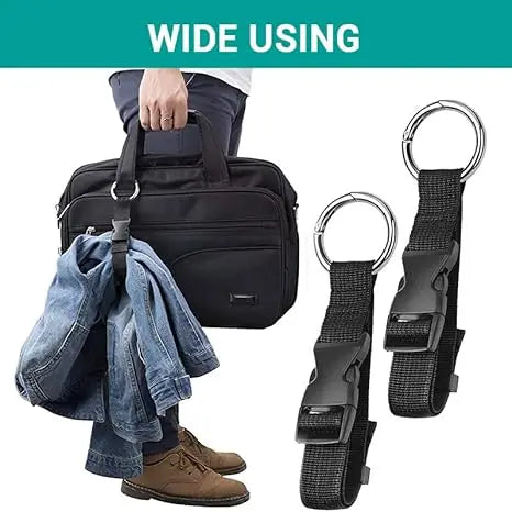 Soporte de correa de equipaje antirrobo de nailon negro portátil, pinza para agregar bolsa, Clip para bolso, uso para llevar multiherramienta, herramienta para acampar y hacer senderismo