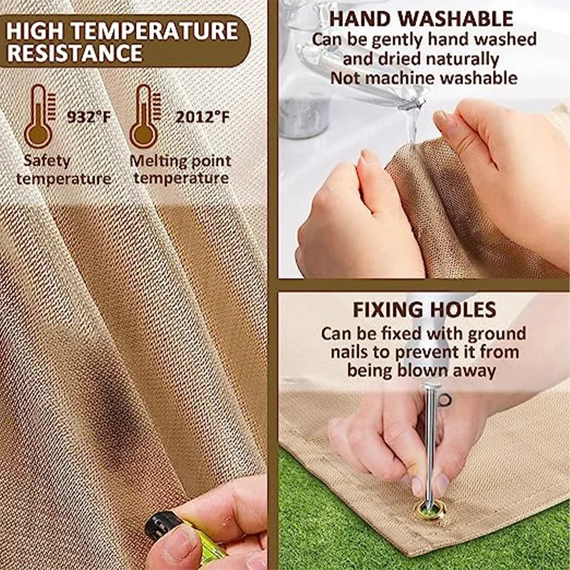 Alfombra de protección contra incendios para barbacoa, estera para acampar, Picnic, barbacoa, planchado de alta temperatura, alfombra ignífuga para exteriores e interiores, 1 ud.