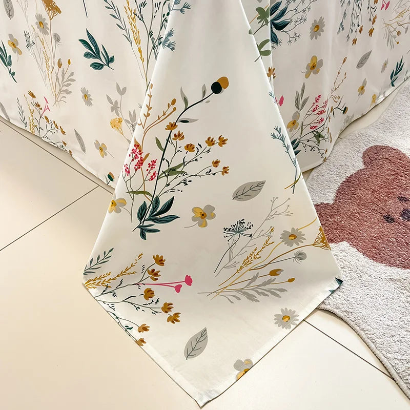 Sábana de algodón 100% con estampado de flores, sábanas dobles para niñas y niños, ropa de cama individual Queen King Size, 1 Uds.