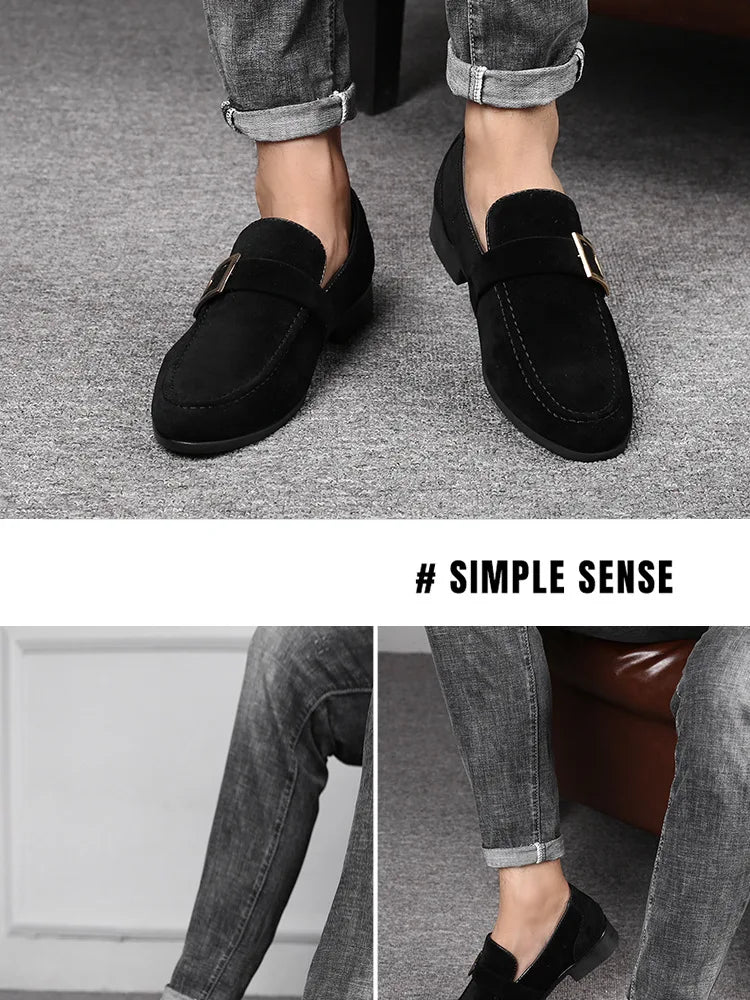 Zapatos de vestir para hombre, mocasines formales de diseñador, zapatos de cuero de gamuza, mocasines de trabajo Social y negocios, boda