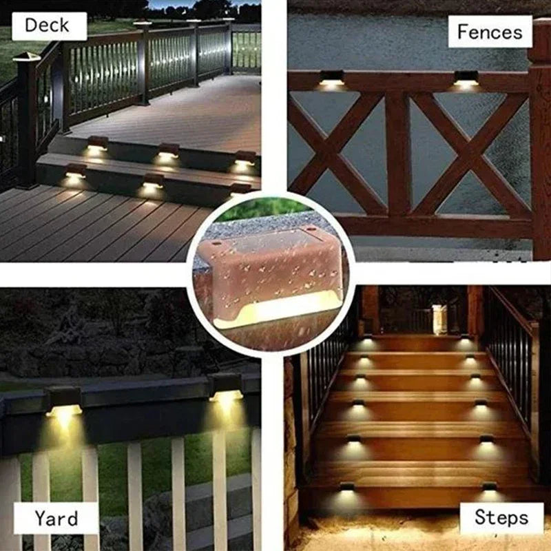 1/4/8/12/Uds luces LED solares luz de jardÃÂn al aire libre lámpara de cubierta luz Solar de escaleras lámpara de paso Solar impermeable decoración de jardÃÂn y Patio