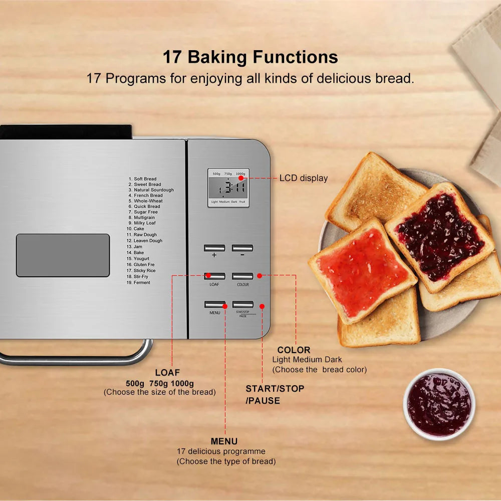 Nueva llegada máquina de pan para el hogar fermentador de masa inteligente automático Mini máquina de pan de desayuno multifuncional 모
