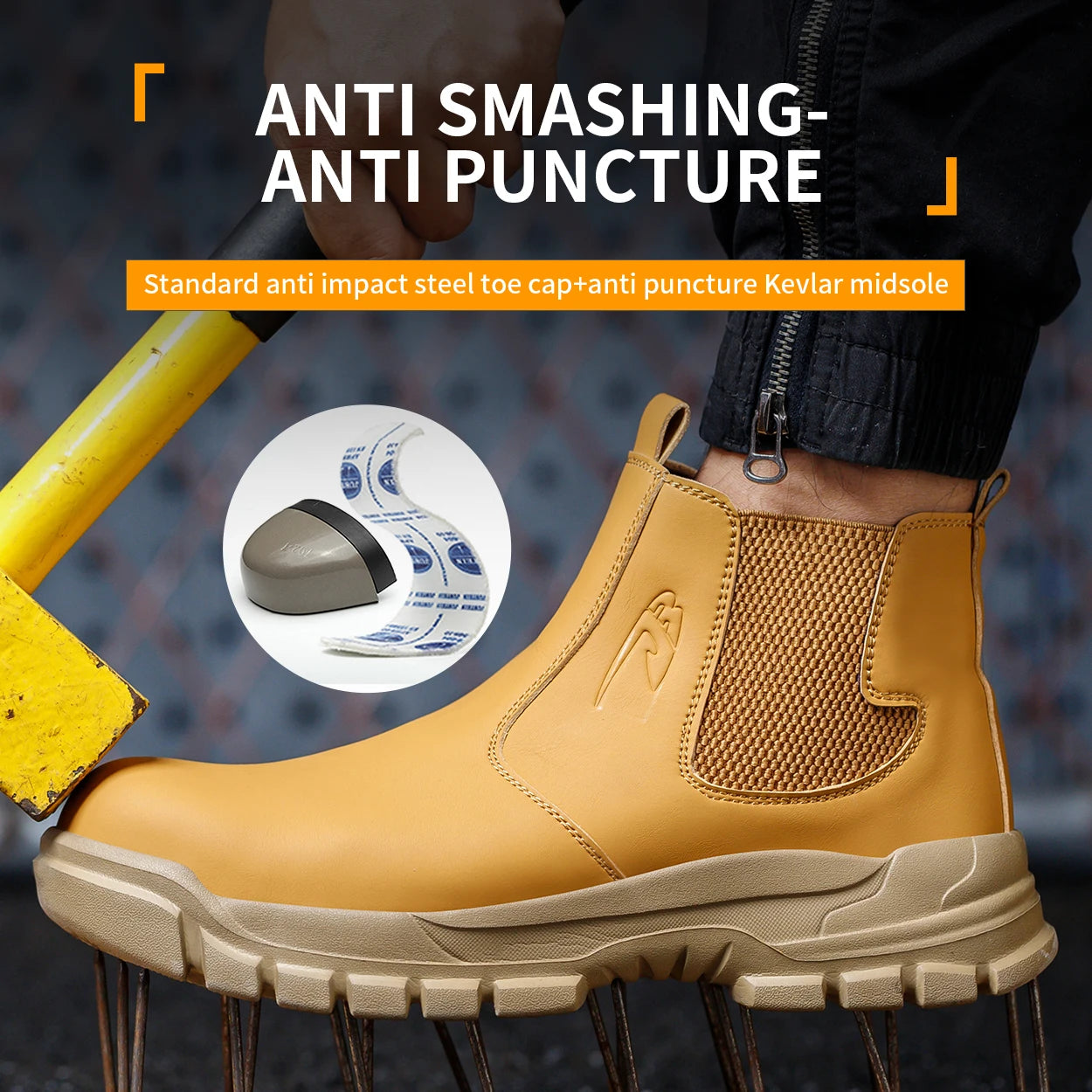 Botas de trabajo de seguridad impermeables para hombre, zapatos con punta de acero, botas protectoras antigolpes y antipinchazos para aventuras al aire libre y senderismo