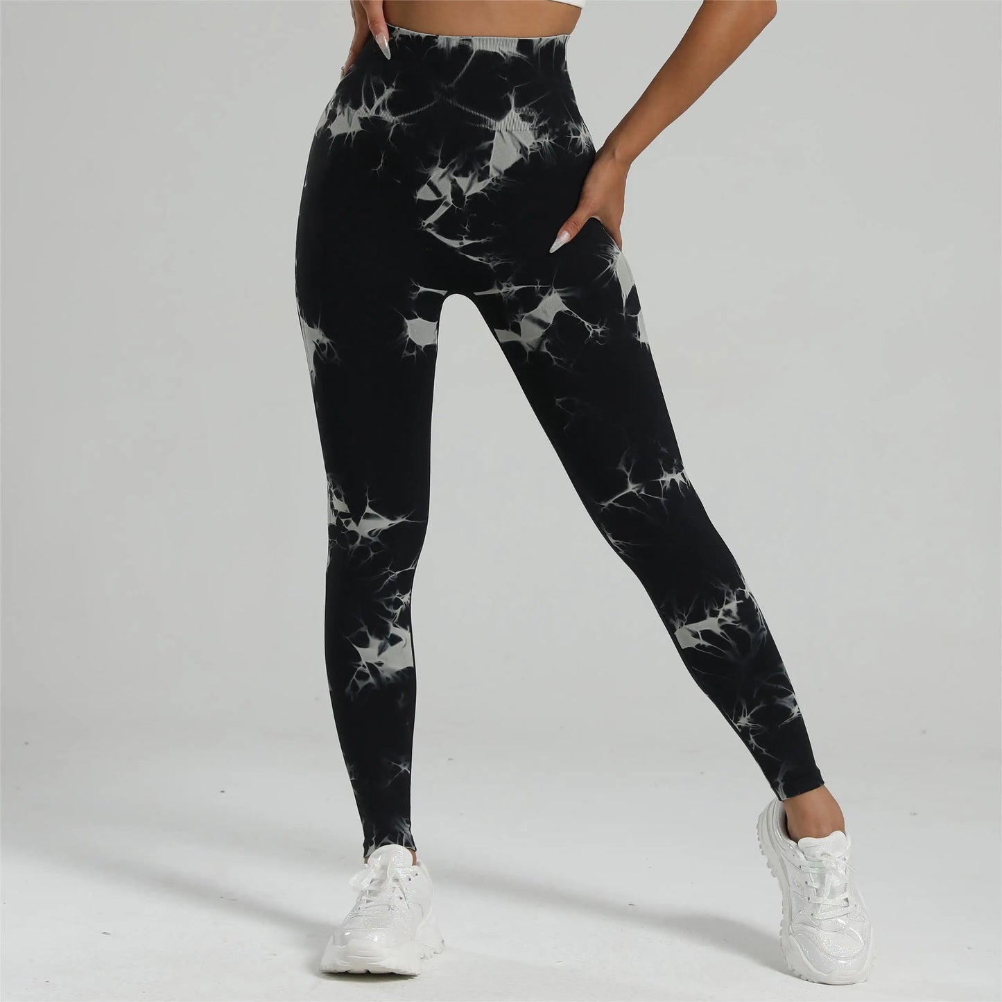 Mallas de gimnasio Tiedye para Mujer, pantalones sin costuras de realce para Mujer, mallas deportivas sin costuras para Fitness, mallas de entrenamiento de cintura alta para Yoga, envío directo