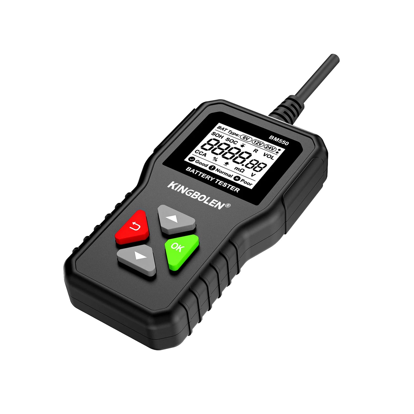 KINGBOLEN BM550, BM550 PLUS probador de baterÃa de coche 6V 12V 24V sistema de baterÃa detectar analizador de baterÃa automático herramienta de baterÃa de coche SOC SOH