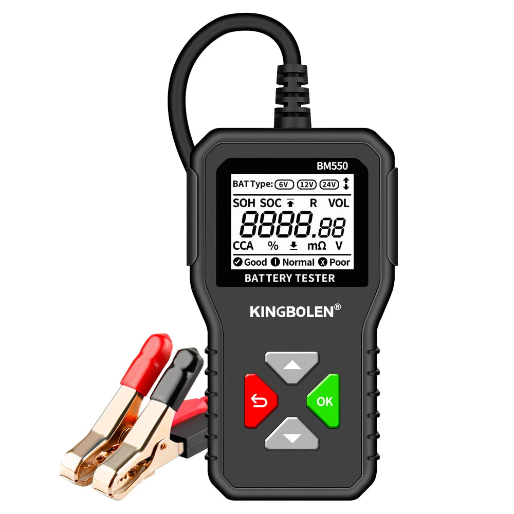 KINGBOLEN BM550, BM550 PLUS probador de baterÃa de coche 6V 12V 24V sistema de baterÃa detectar analizador de baterÃa automático herramienta de baterÃa de coche SOC SOH