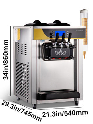 SucceBuy-máquina para hacer helados, rendimiento de 22-30L/H, 2200W, máquina de servicio suave para encimera, yogur helado para restaurante, Snack Bar