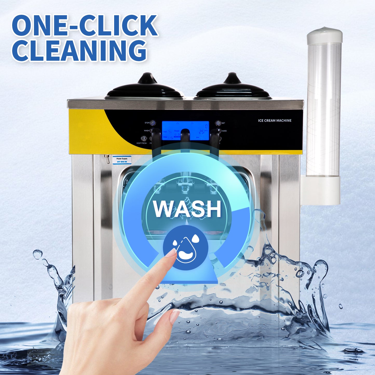 SucceBuy-máquina para hacer helados, rendimiento de 22-30L/H, 2200W, máquina de servicio suave para encimera, yogur helado para restaurante, Snack Bar