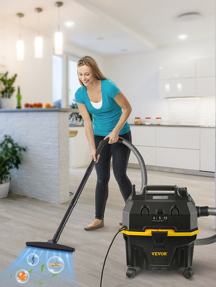 VEVOR-aspiradora portátil en seco y húmedo, 15L, para coche y electrodomésticos, potente aspirador de succión de 1200W y soplador de aire