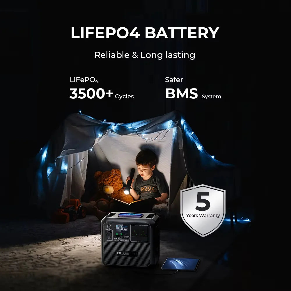 [Enchufe estadounidense] BLUETTI AC180 1152Wh 1800W estación de energía portátil LiFePO4 generador Solar más de 3500 ciclos para acampar senderismo viajes de peces