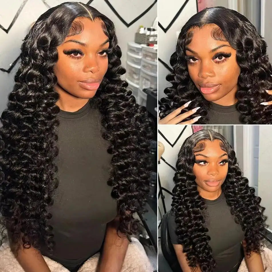 Peluca Frontal de onda profunda suelta de 30 pulgadas, cabello humano 13x4, peluca con malla Frontal rizada, pelucas de agua de encaje HD transparente, densidad 180 brasileña