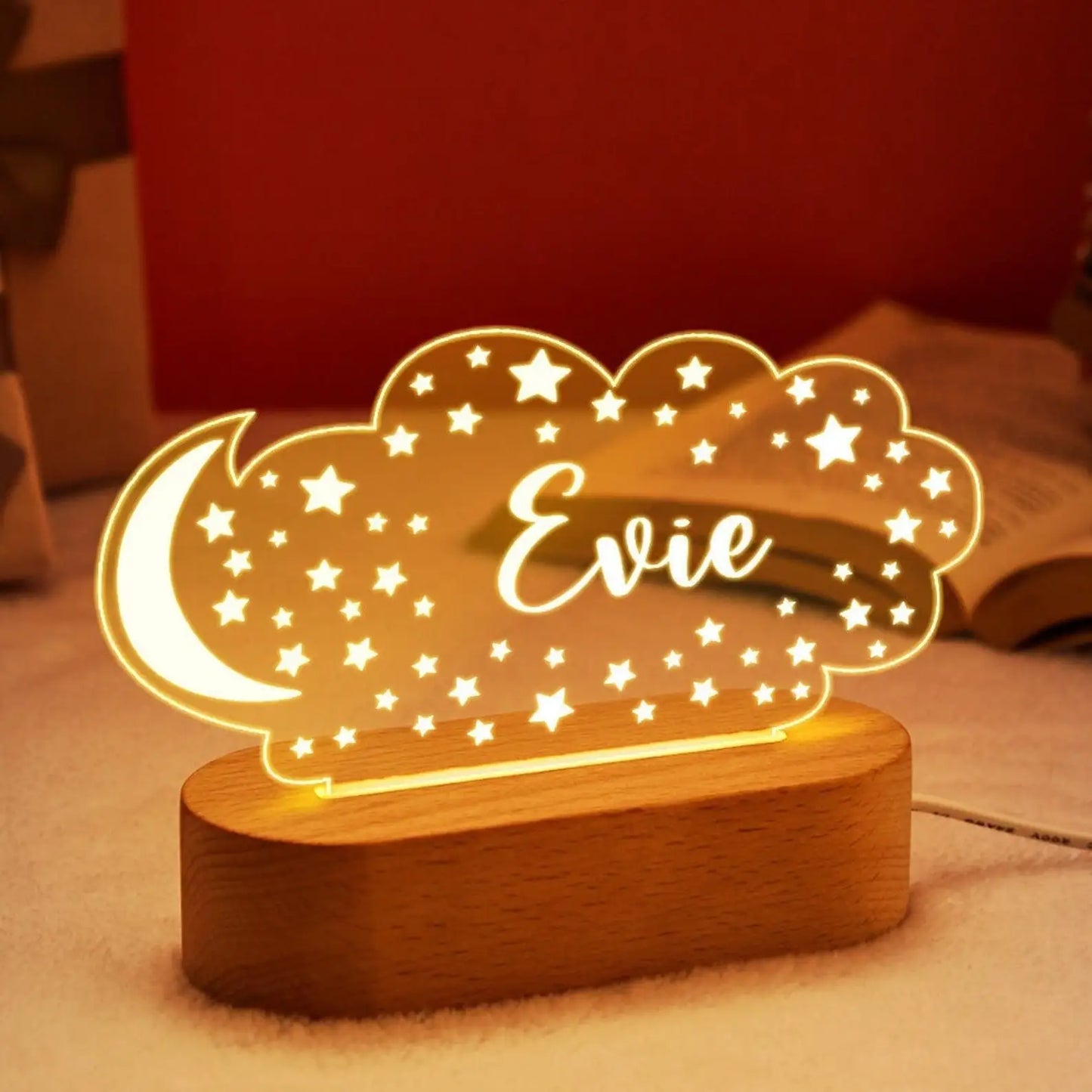 Luz nocturna USB para bebés y niños, lámpara personalizada con nombre para niños, decoración del hogar para dormitorio de recién nacidos, regalo de recuerdo de cumpleaños