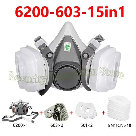 Mascarilla de Gas 6200, protector antipolvo de media cara, filtros de partÃƒÂ­culas 5N11, respirador de seguridad, pintura en aerosol para trabajo Industrial