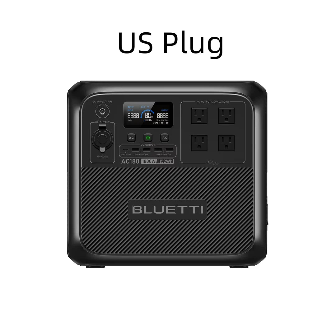 [Enchufe estadounidense] BLUETTI AC180 1152Wh 1800W estación de energía portátil LiFePO4 generador Solar más de 3500 ciclos para acampar senderismo viajes de peces