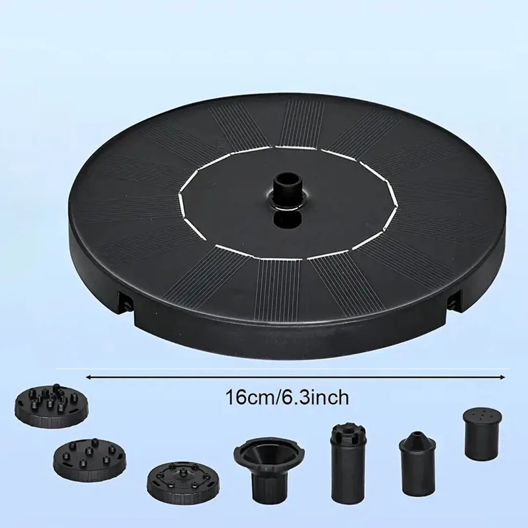 Fuente automática alimentada por energía solar con 6 boquillas, para baño de pájaros azules para jardines, peceras y uso en exteriores, para flujo de agua continuo