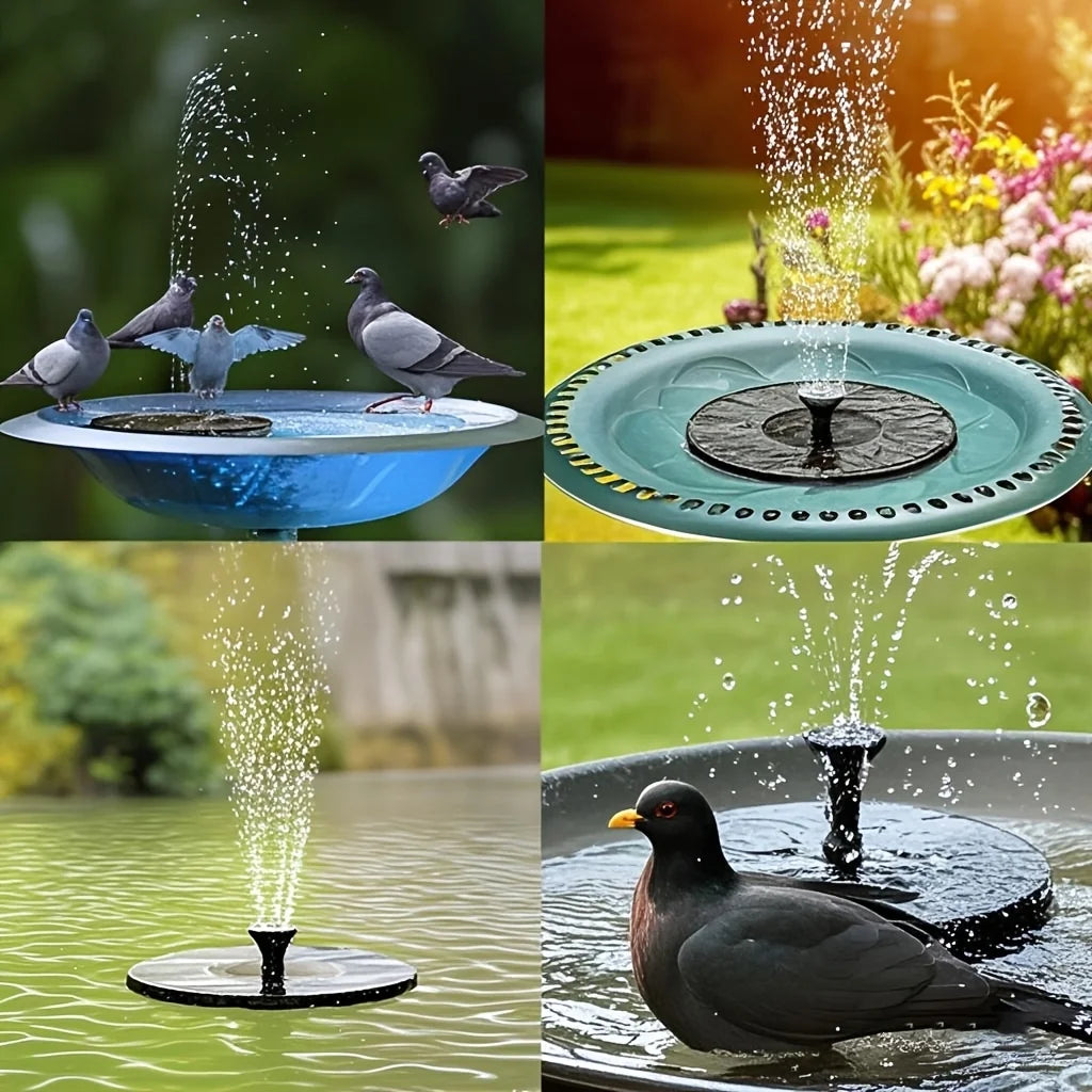 Fuente automática alimentada por energía solar con 6 boquillas, para baño de pájaros azules para jardines, peceras y uso en exteriores, para flujo de agua continuo