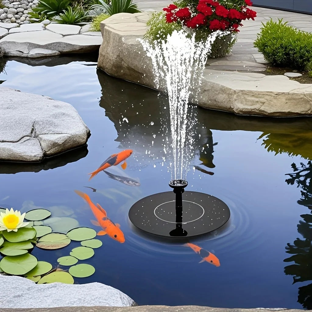 Fuente automática alimentada por energía solar con 6 boquillas, para baño de pájaros azules para jardines, peceras y uso en exteriores, para flujo de agua continuo