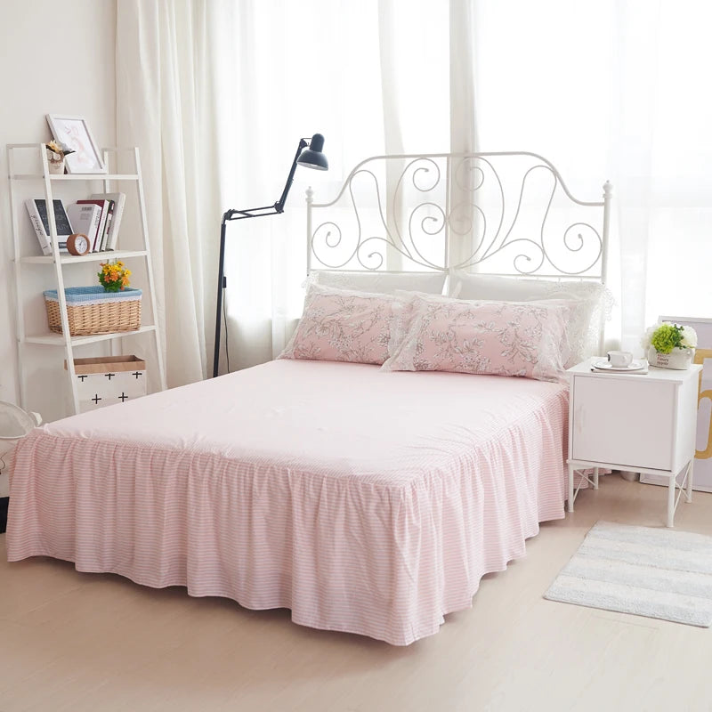 Juego de ropa de cama de princesa de encaje, funda nórdica con estampado de flores, fundas de almohada de estilo coreano, 100% algodón, tamaño King y Queen