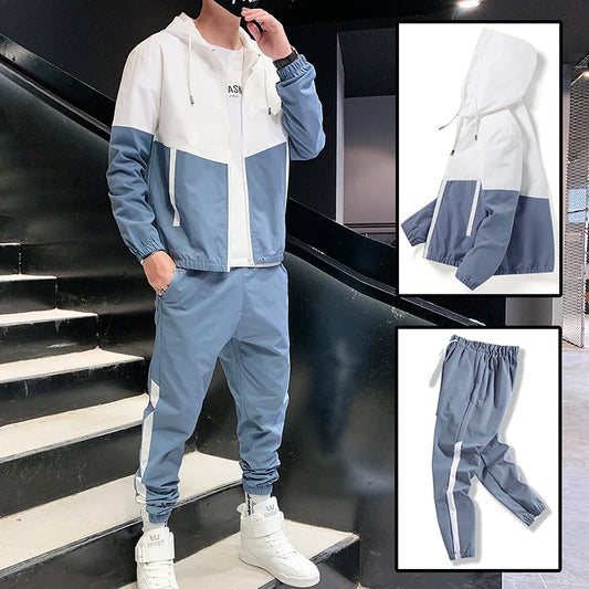 2025 Chándal para hombre, Joggers informales, ropa deportiva con capucha, chaquetas y pantalones, conjuntos de 2 piezas, traje deportivo para correr de Hip Hop