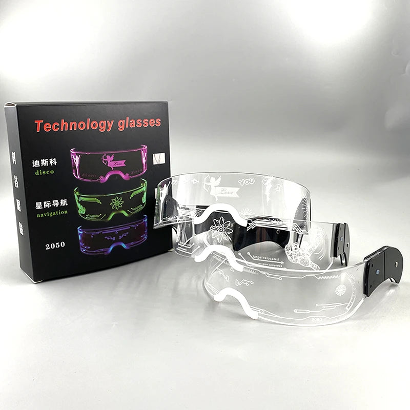 Gafas luminosas coloridas con luz LED, lentes de neón brillantes, parpadeantes para fiesta, club nocturno, DJ, decoración de fiesta de baile