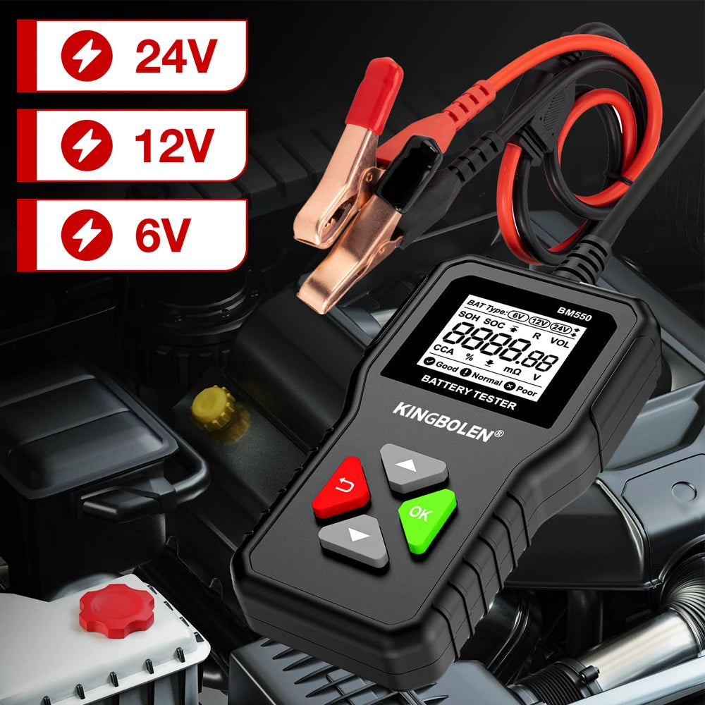 KINGBOLEN BM550, BM550 PLUS probador de baterÃ­a de coche 6V 12V 24V sistema de baterÃ­a detectar analizador de baterÃ­a automÃ¡tico herramienta de baterÃ­a de coche SOC SOH